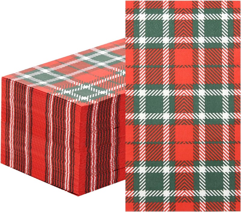 Tamone 100PCS 3-Ply Christmas Napkins Red Lattice - Red Napkins Disposable - Premium Quality Dinner Napkins Soft and Absorbent for Christmas - Image 1